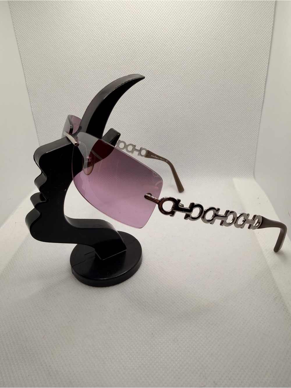Salvatore Ferragamo Rimless Y2K Pink Sunglasses Model Number 1045
